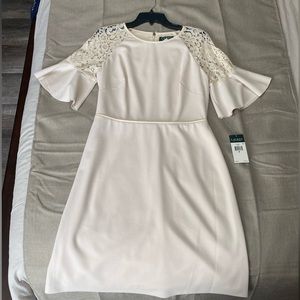 Lauren Ralph Lauren Crepe Lace Trim Dress Size 8